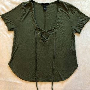 Forever 21: Military Green Tie Top